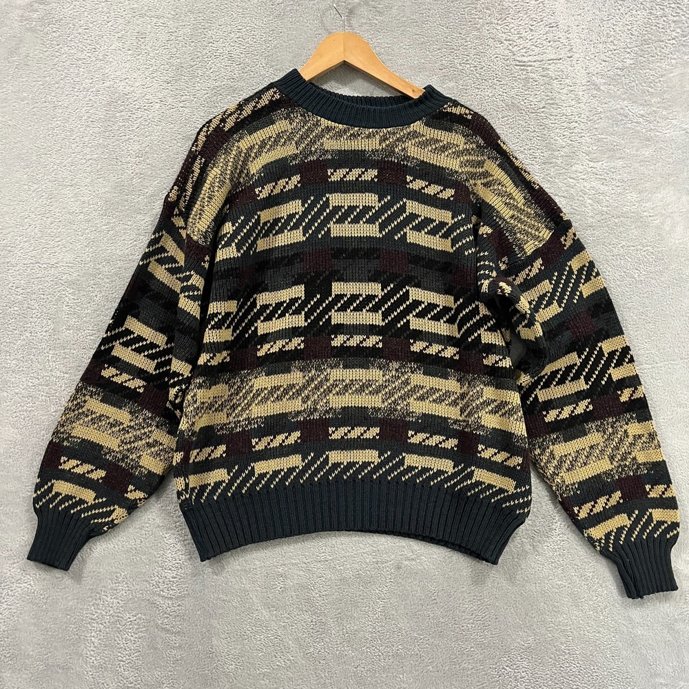 Vintage Sears Grandpacore Sweater Mens XL Multicolor Knit Long Sleeve Pullover